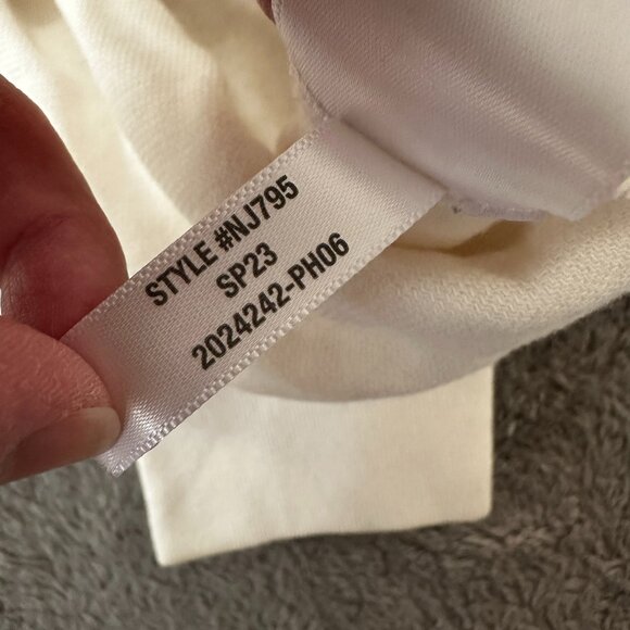 Madewell Double Face V-Neck Long Sleeve Tee Shirt Women's LARGE Cream Cropped - Picture 5 of 9